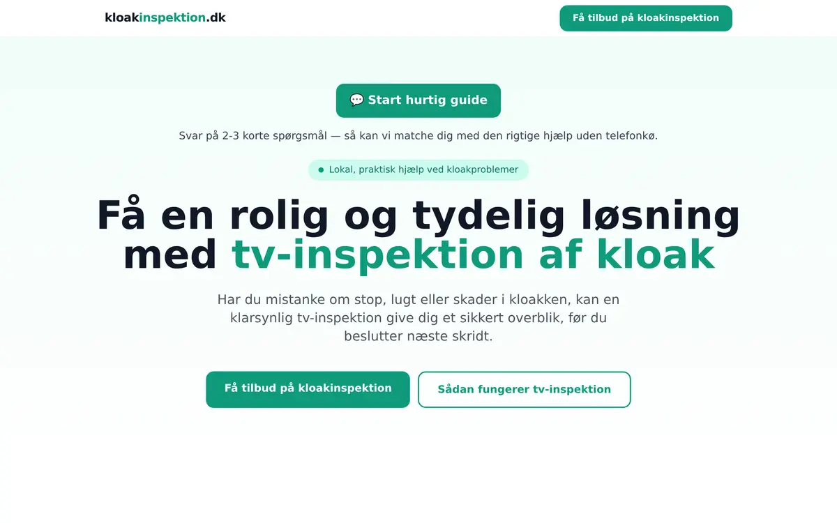 Skærmbillede af Kloakinspektion.dk